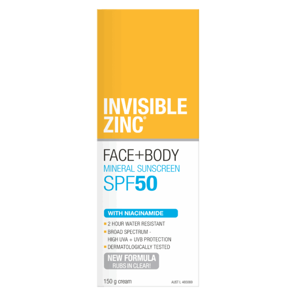 INVISIBLE ZINC FACE + BODY Mineral Sunscreen SPF 50 150g