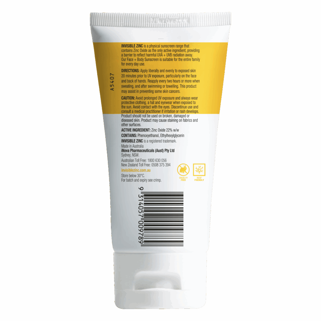 INVISIBLE ZINC FACE + BODY Mineral Sunscreen SPF 50 150g