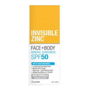 INVISIBLE ZINC FACE + BODY Mineral Sunscreen SPF 50 75g
