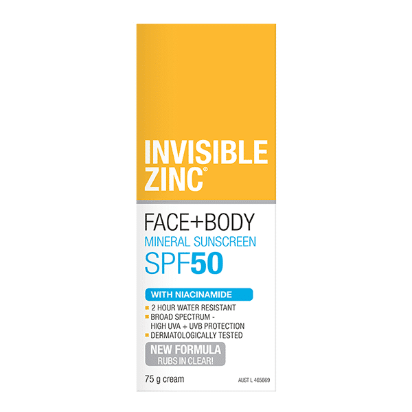 INVISIBLE ZINC FACE + BODY Mineral Sunscreen SPF 50 75g