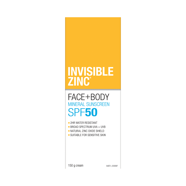 INVISIBLE ZINC FACE + BODY Mineral Sunscreen SPF 50 150g